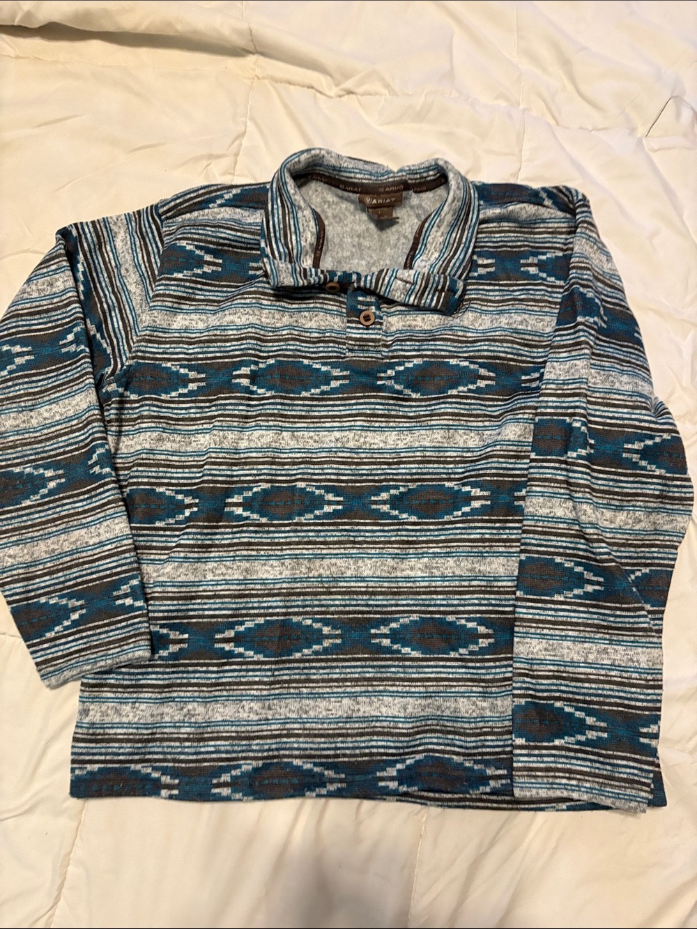 Ariat Blue and Gray Striped Collar Pullover